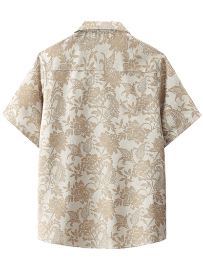Kaley – Camisa hawaiana jacquard floral para hombre