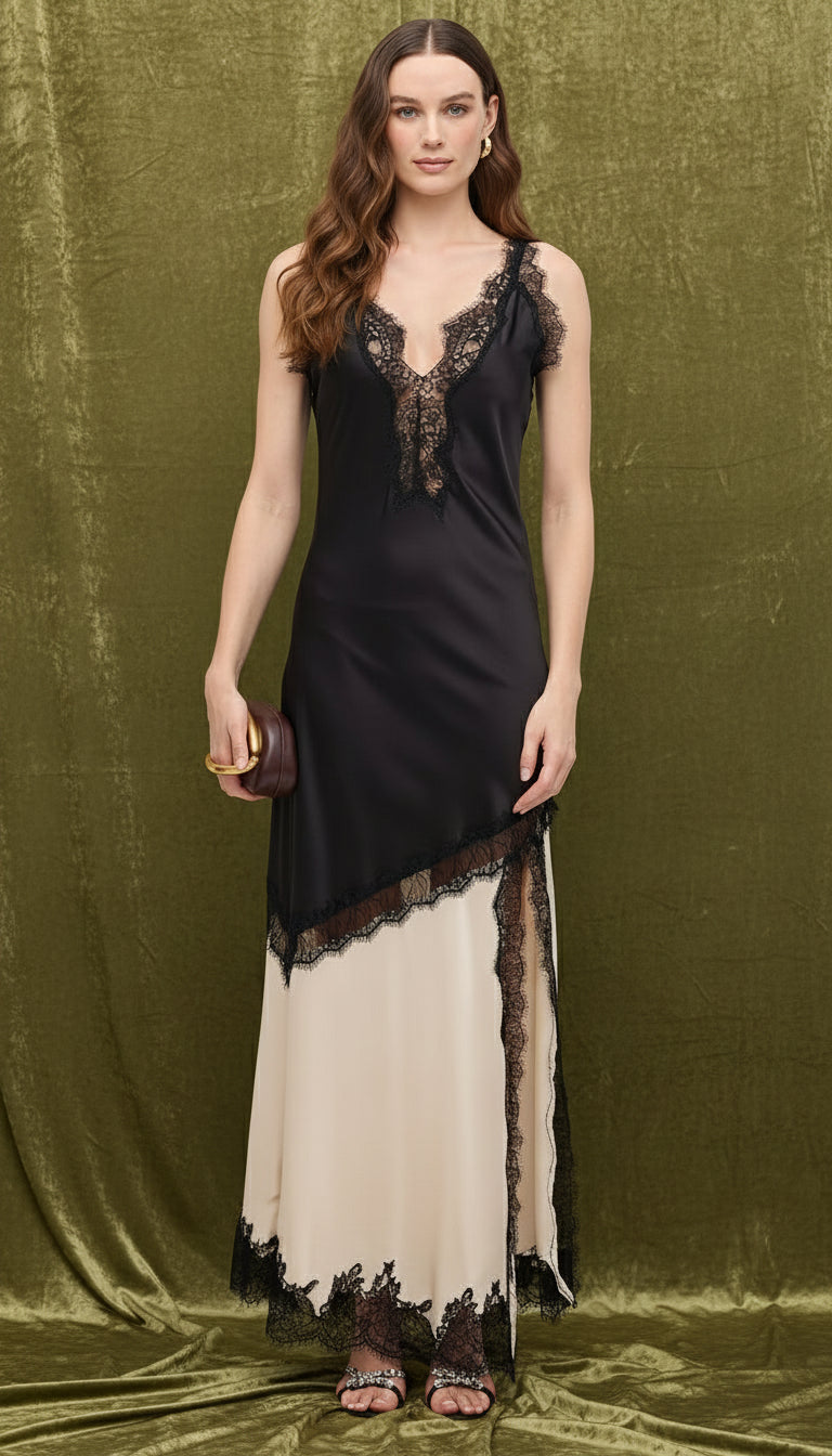 VESTIDO LARGO CON ENCAJE