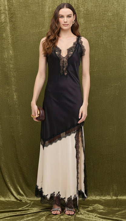 VESTIDO LARGO CON ENCAJE