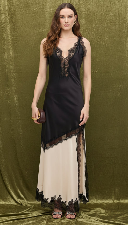 VESTIDO LARGO CON ENCAJE