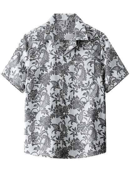 Kaley – Camisa hawaiana jacquard floral para hombre