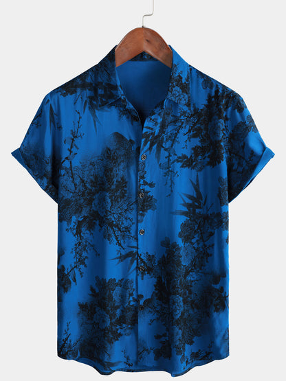 Maikona – Camisa floral azul vintage para el verano