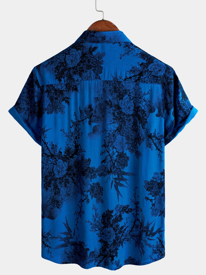 Maikona – Camisa floral azul vintage para el verano