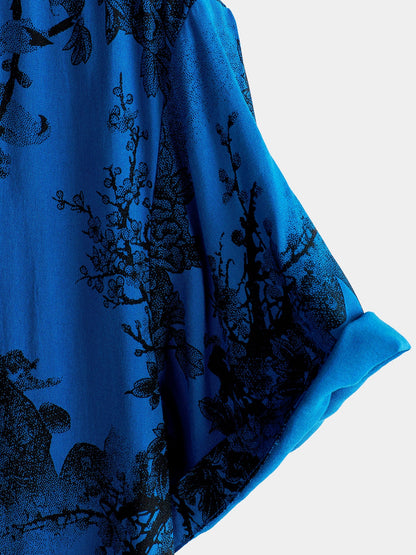 Maikona – Camisa floral azul vintage para el verano