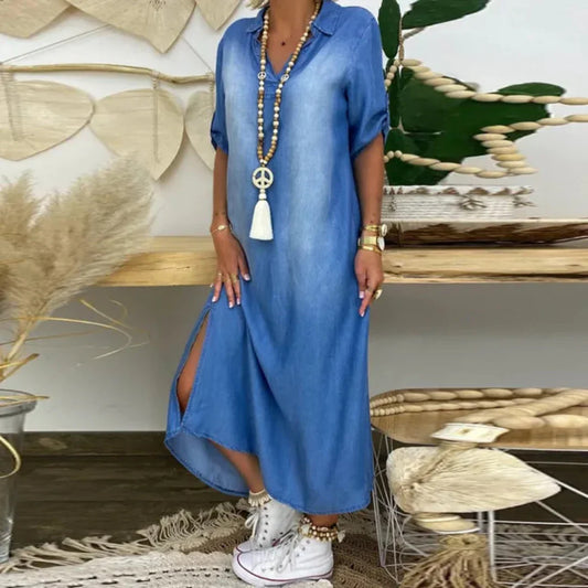 Inea – Vestido denim con cuello en V