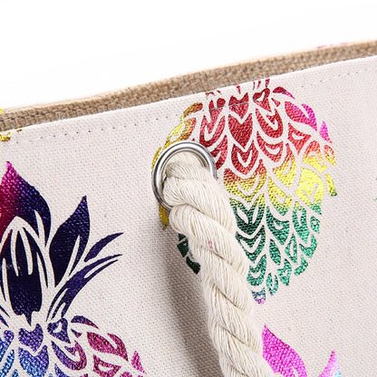 Pineapple Paradise – Bolsa de playa colorida con diseño tropical