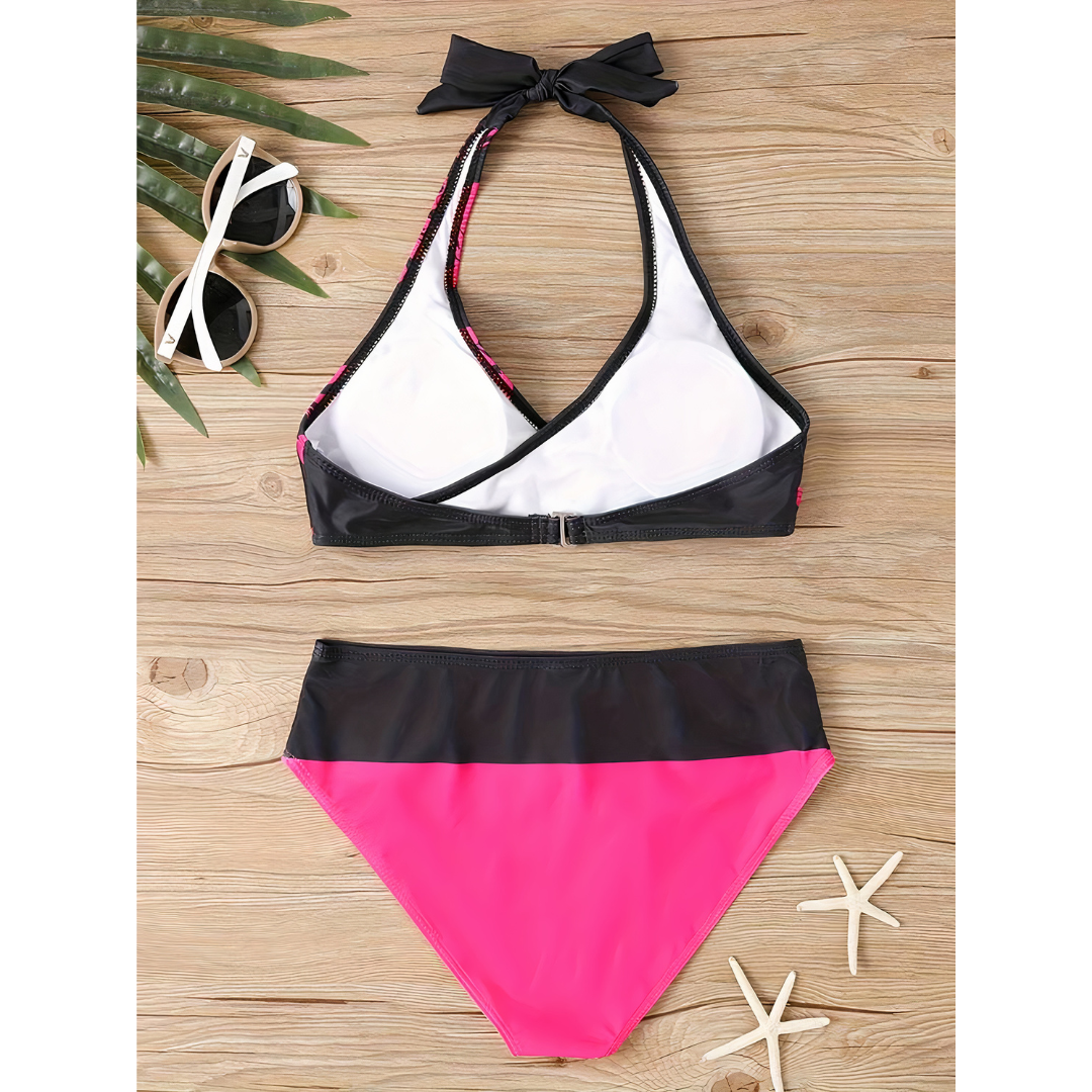 Floral Noir – Bikini con escote y estampado floral
