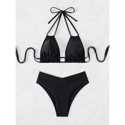 Tropic Charm – Bikini Elegante con V-Formning y Colores de Verano