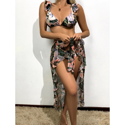 Milos Dream - Bikini de 3 piezas con volantes y glamour sofisticado