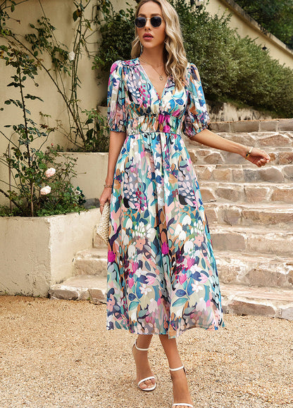Flore – Vestido Elegante con Estampado Floral para Mujer