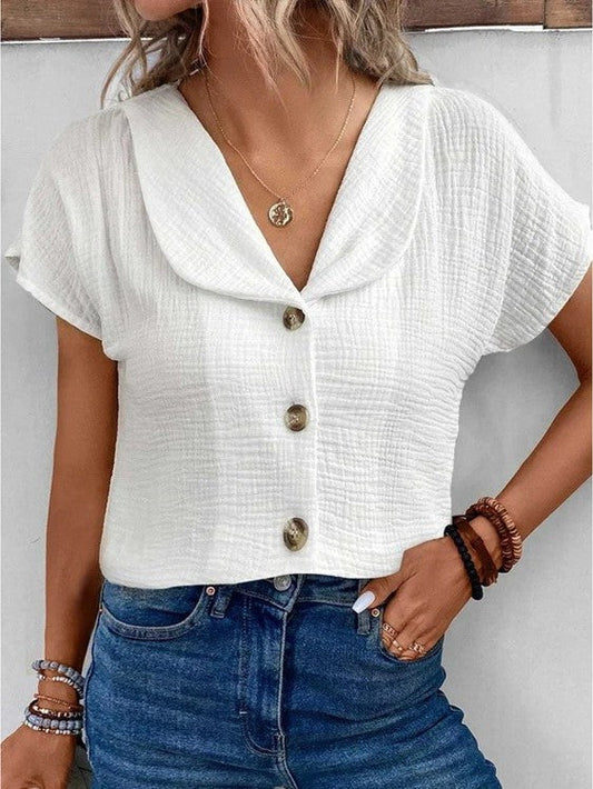 Jane – Blusa de algodón y lino con estilo natural
