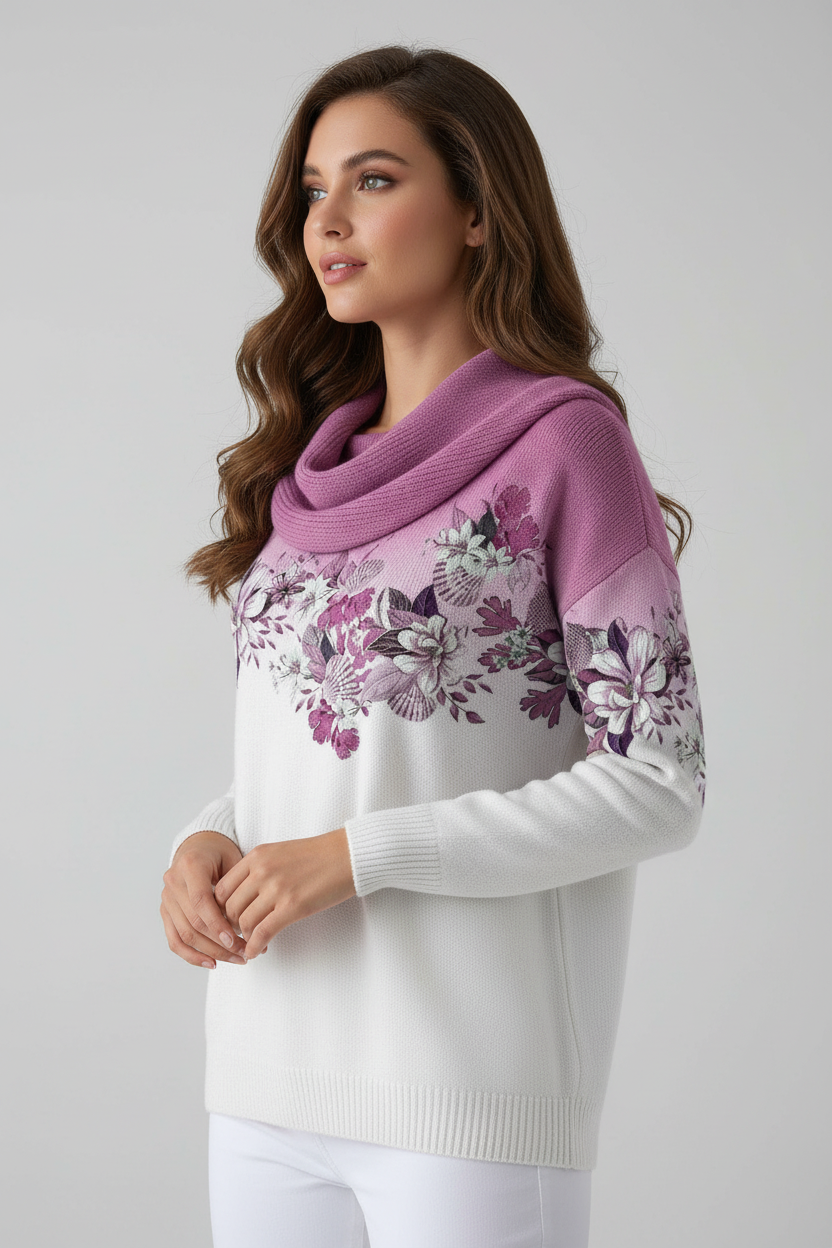 SUÉTER FLORAL CON CUELLO SUAVE