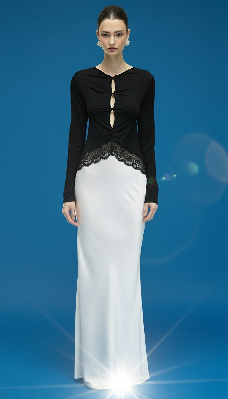 VESTIDO LARGO CON ENCAJE