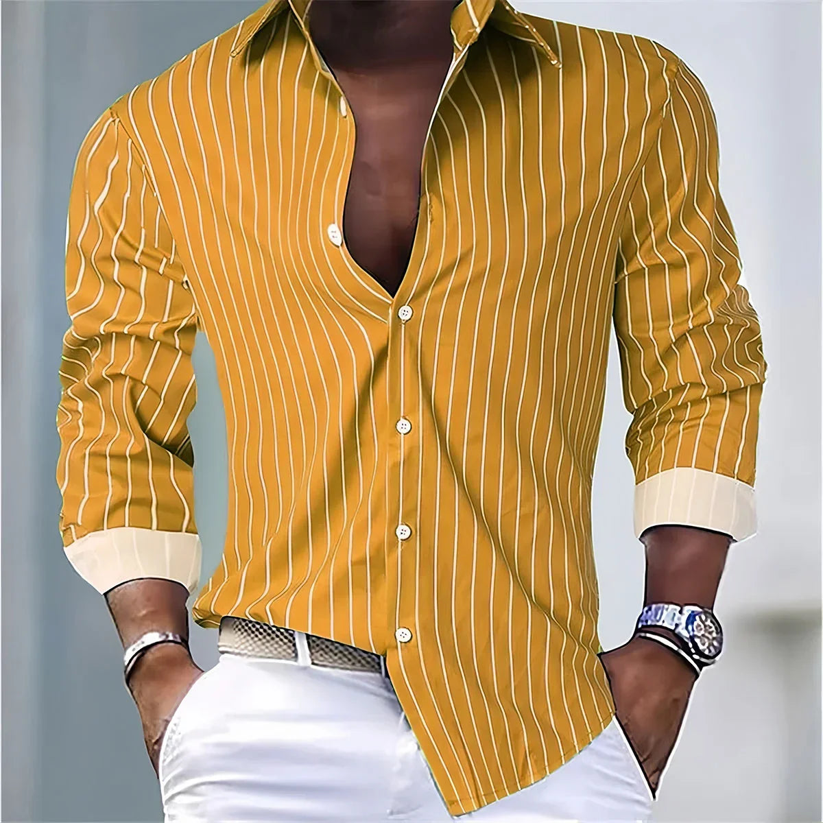 Philippe™ | Camisa de Seda a Rayas