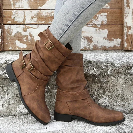 BOTAS PLANAS RETRO CON HEBILLAS n.39514