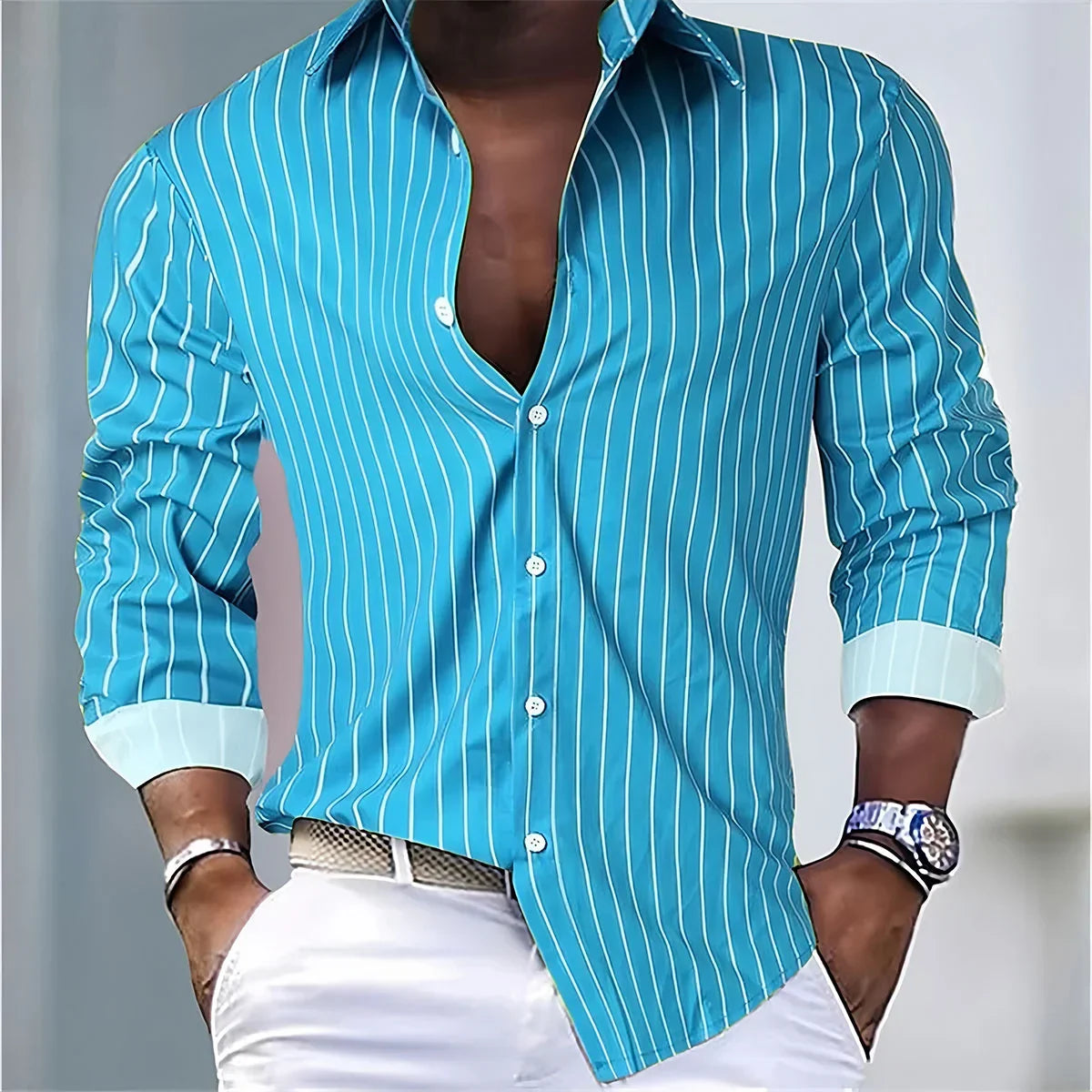 Philippe™ | Camisa de Seda a Rayas