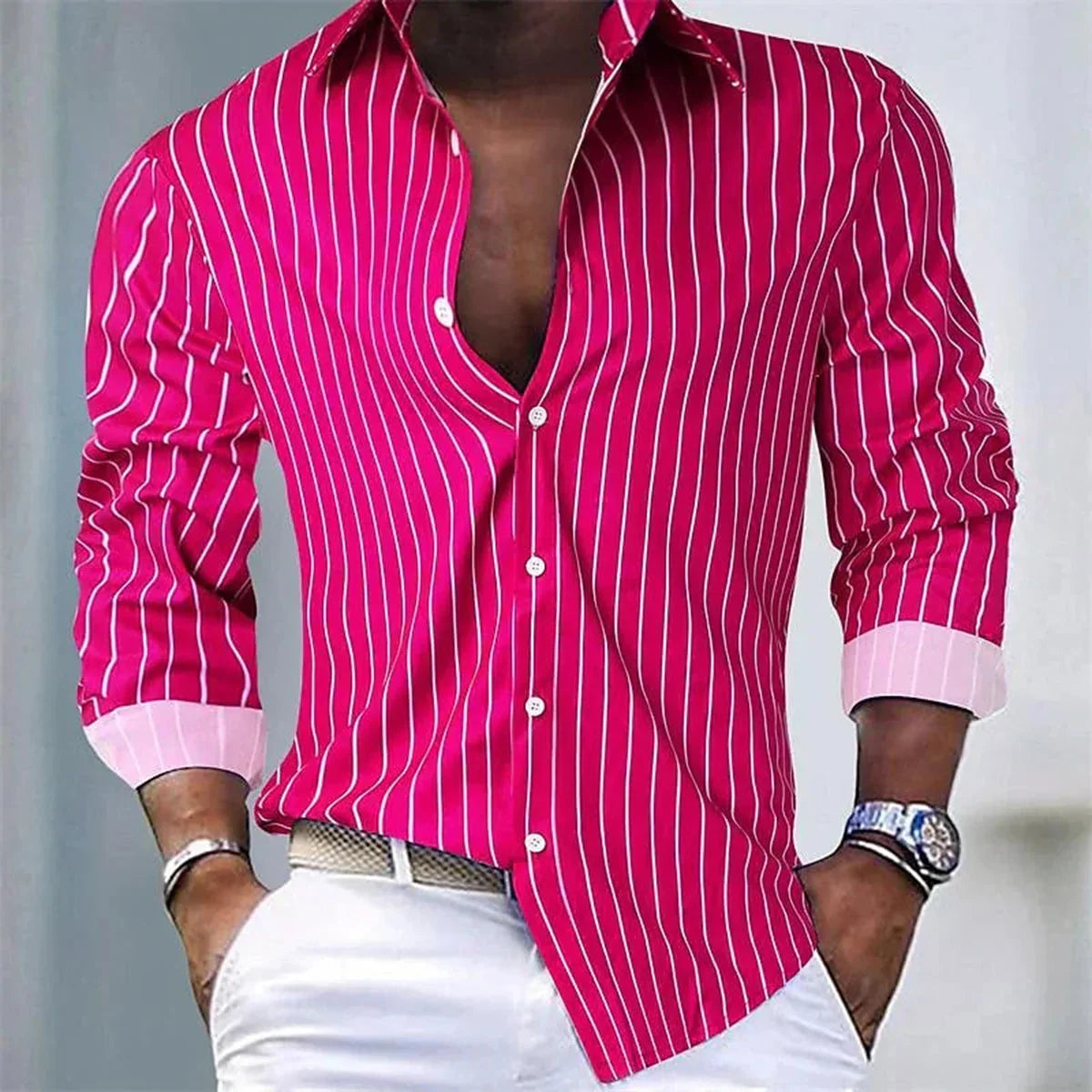 Philippe™ | Camisa de Seda a Rayas