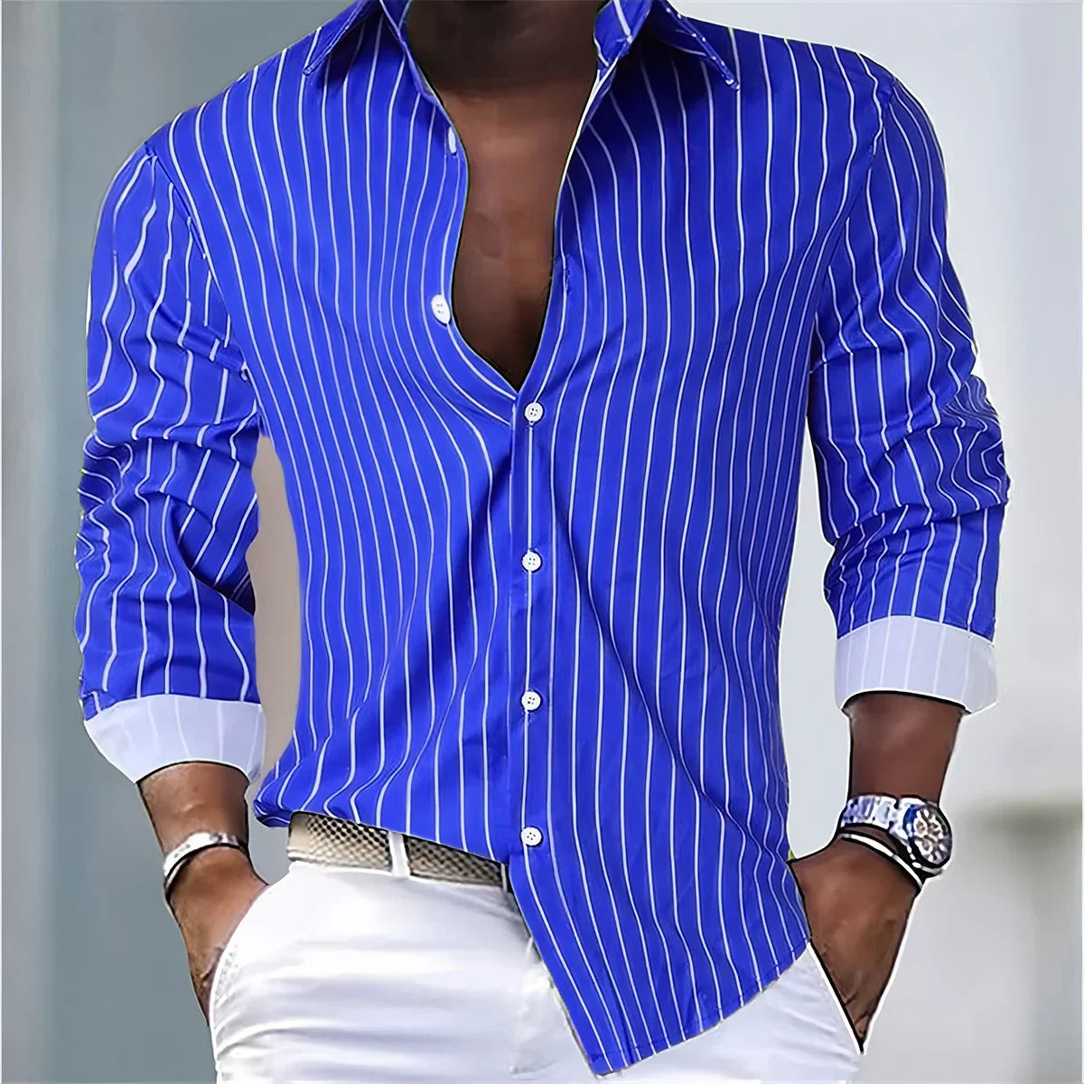 Philippe™ | Camisa de Seda a Rayas