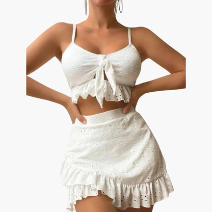 Elina – Bikini de 3 piezas con volantes y diseño de talle alto