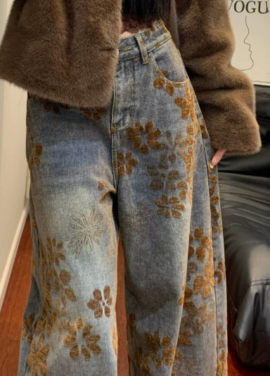 CATHERIN | JEANS WIDE LEG FLOREALI