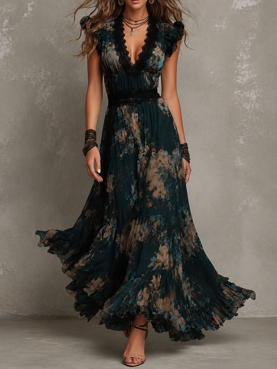 Lillian – Vestido Maxi por Capas con Encaje