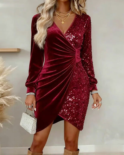 Briar – Vestido Midi Brillante con Escote en V