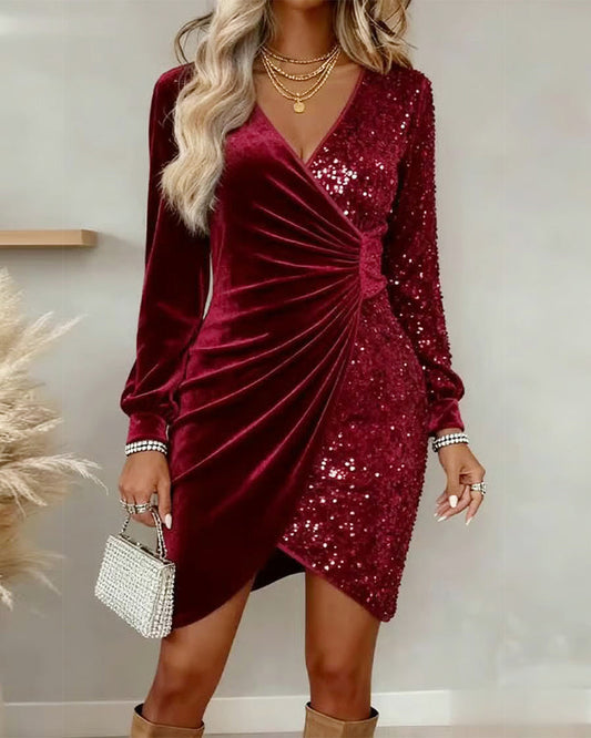 Briar – Vestido Midi Brillante con Escote en V