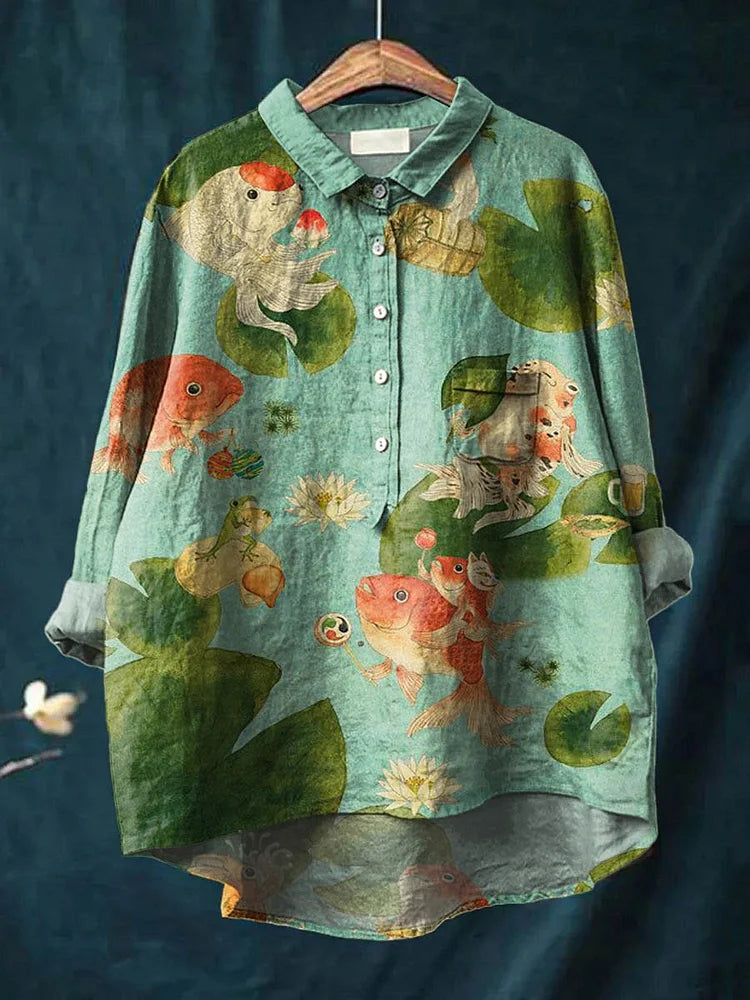 Chloe – Camisa Artística con Estampado de Perros