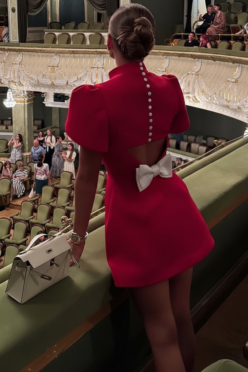 VESTIDO CORTO SWEET MOMENT | ESPALDA DESCUBIERTA Y LAZO DE SATÉN