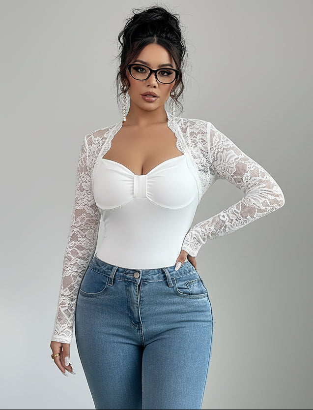 CALYPSA | TOP DE ENCAJE ESCOTE CORAZÓN