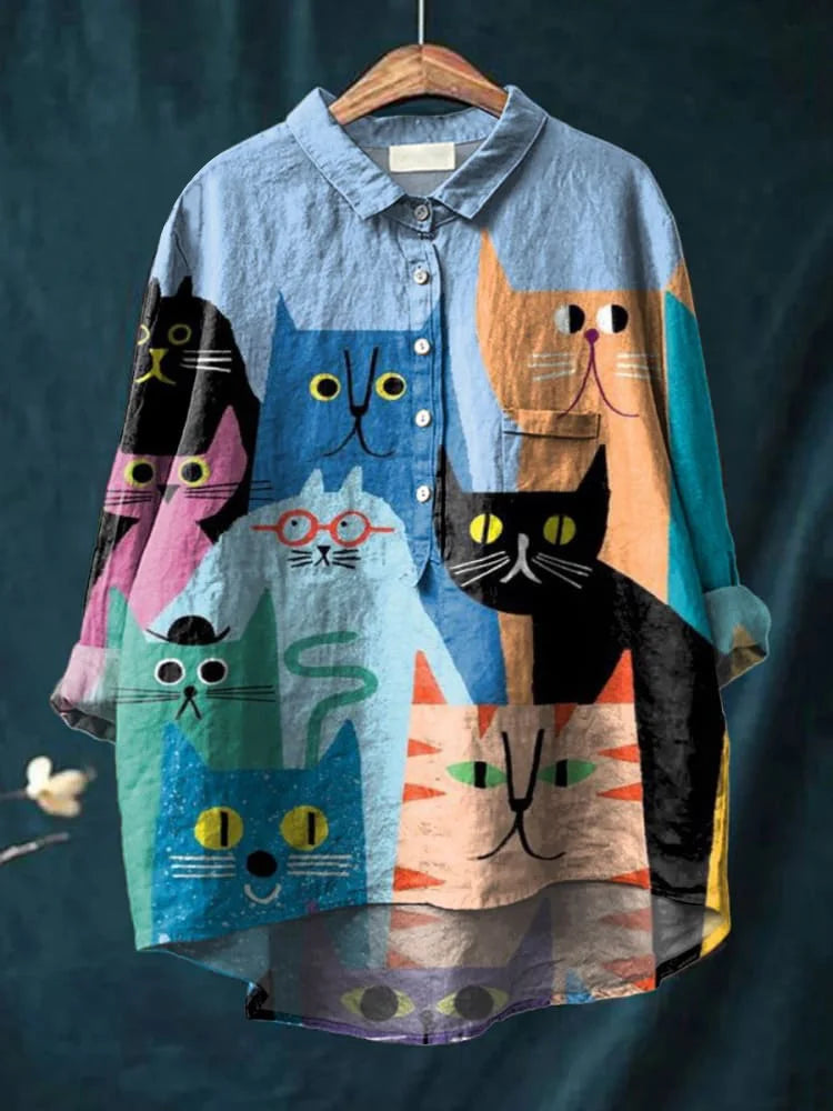 Chloe – Camisa Artística con Estampado de Perros