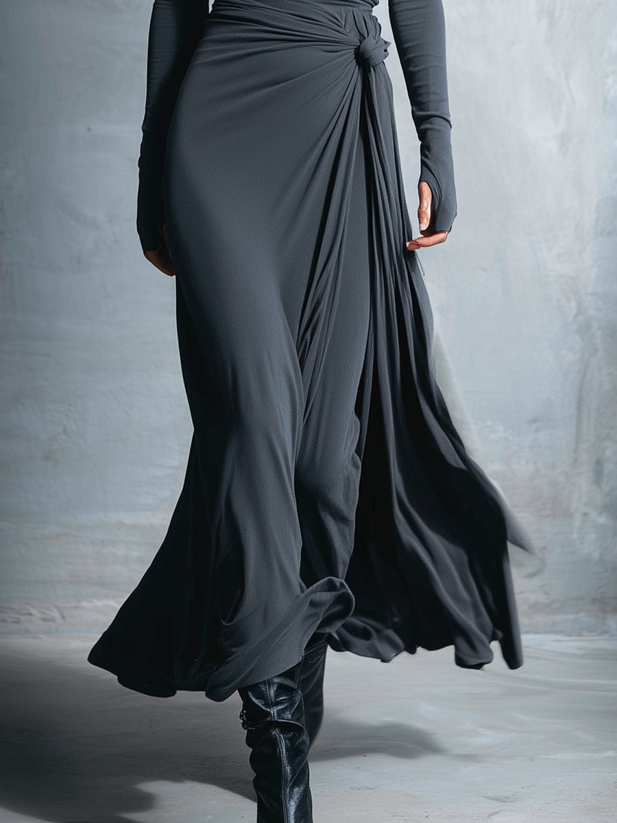 VESTIDO MAXI CON NUDO LATERAL VITTORIA
