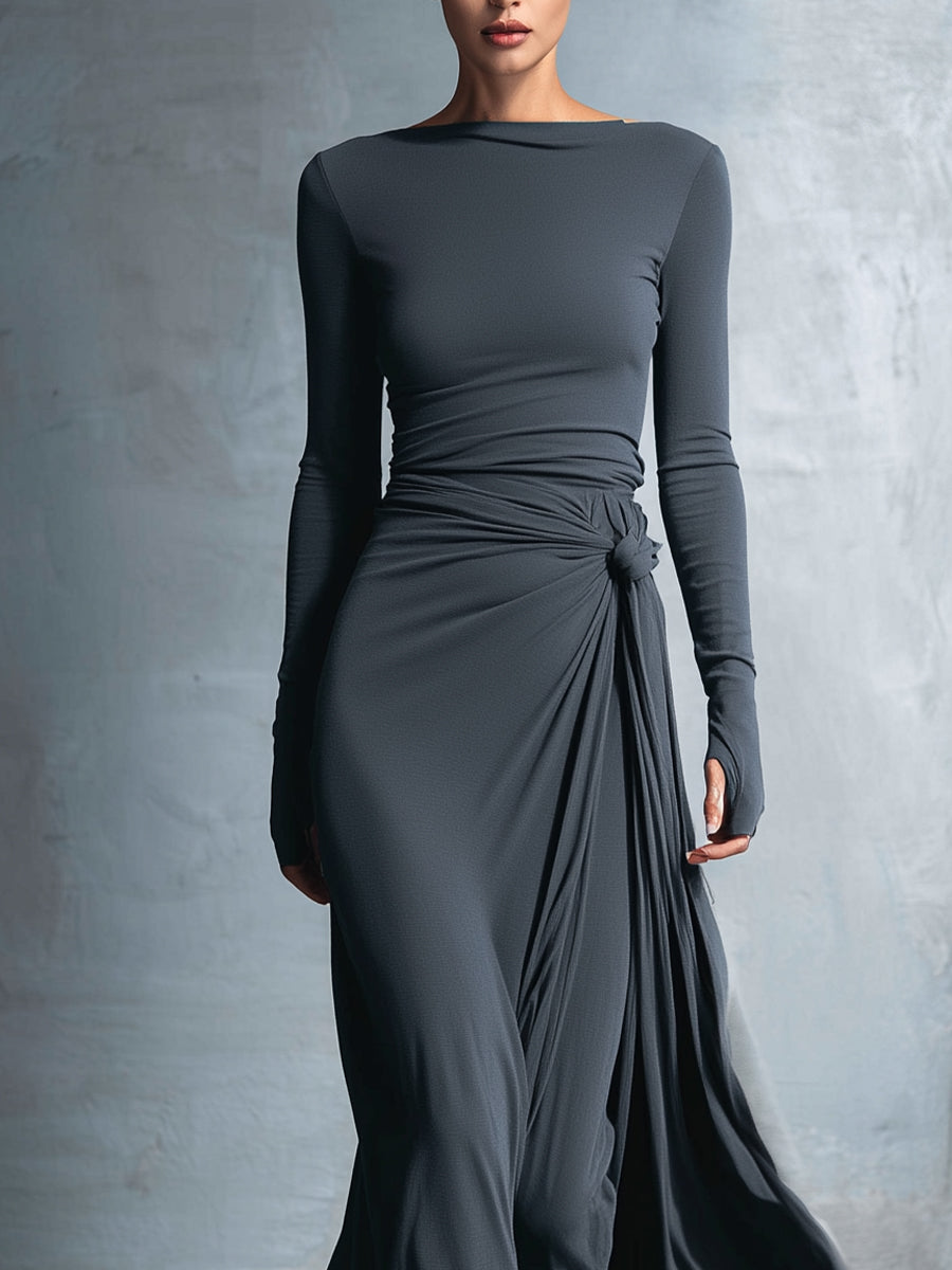 VESTIDO MAXI CON NUDO LATERAL VITTORIA