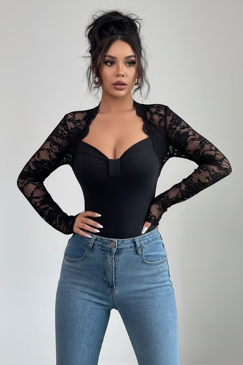 CALYPSA | TOP DE ENCAJE ESCOTE CORAZÓN