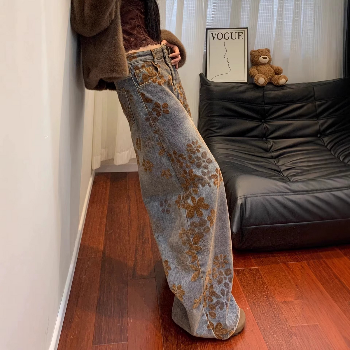 CATHERIN | JEANS WIDE LEG FLOREALI