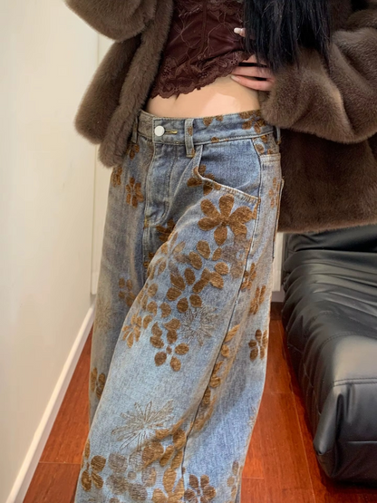 CATHERIN | JEANS WIDE LEG FLOREALI
