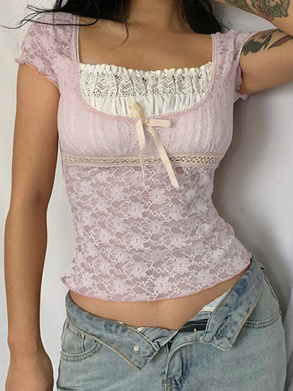 TOP CORTO CON RIBETE ROSA n.47219