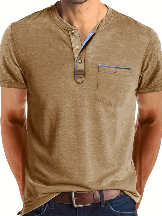 Leo – Camiseta de Cuello Redondo con Bolsillo