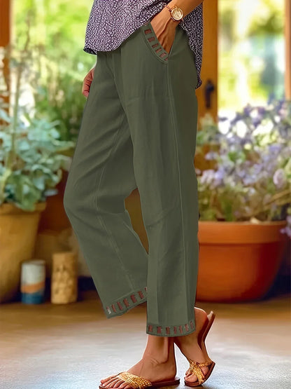Clara – Pantalones Cropped con Ribete en Contraste