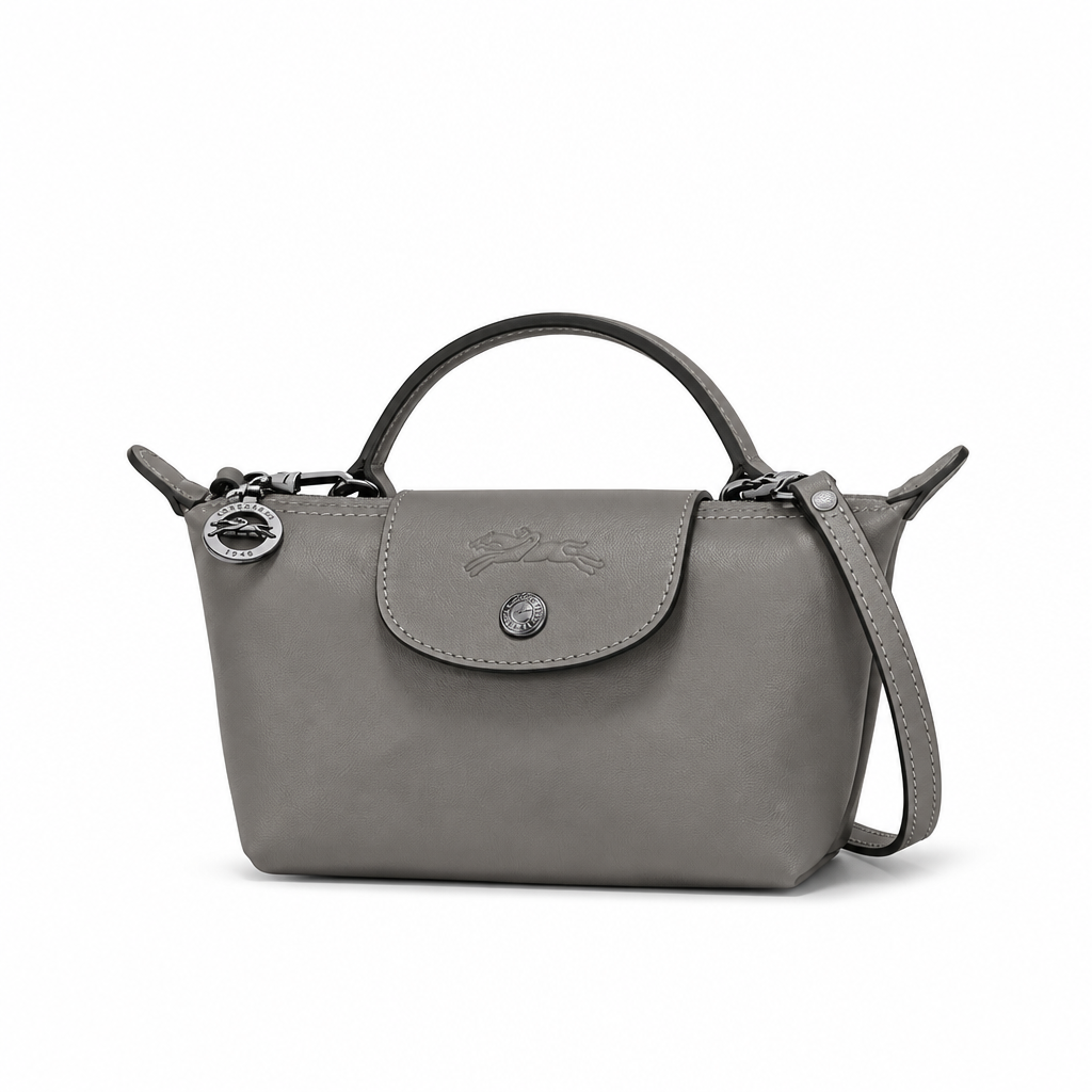 Mini Bolso de Piel Longcham Gris