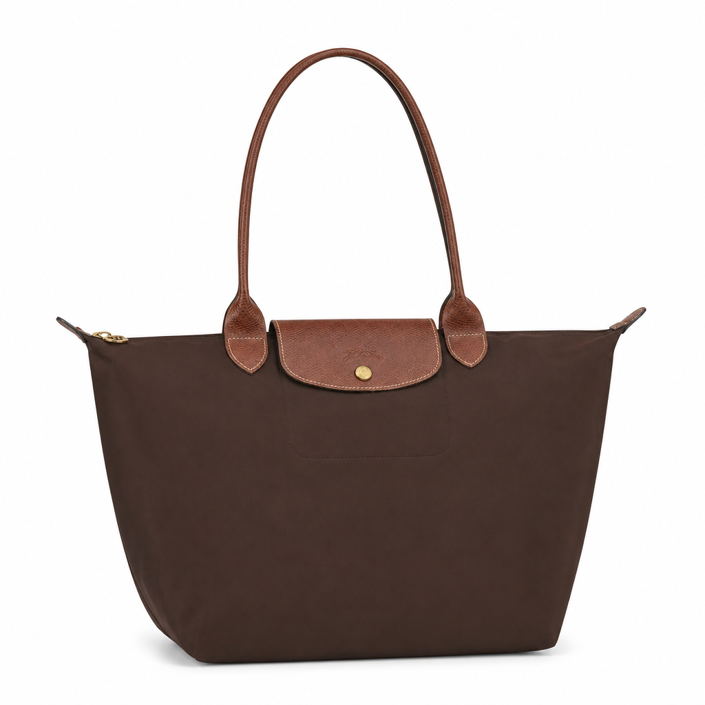 Bolso Tote Grande Longcham Marrón Oscuro