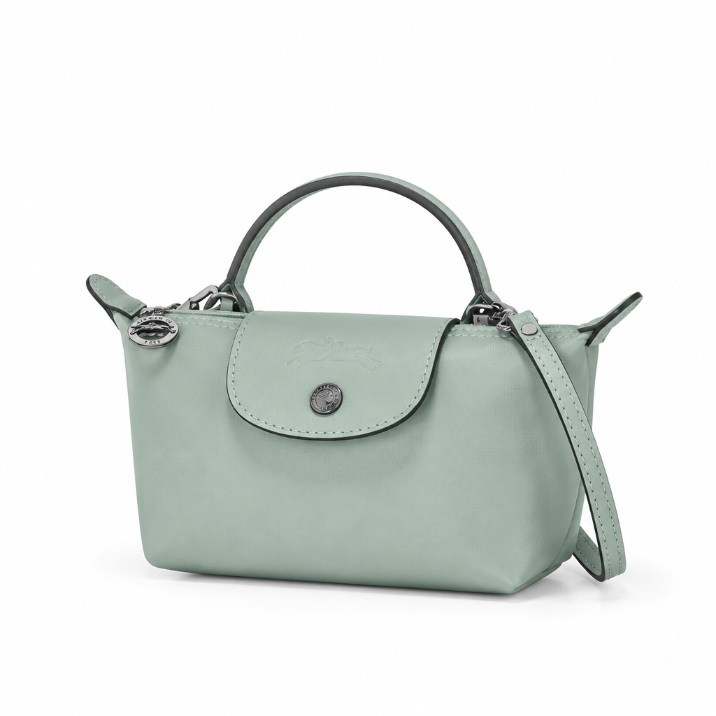 Mini Bolso de Piel Longcham Azul Claro