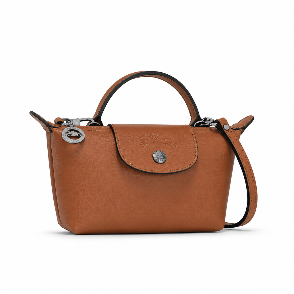 Mini Bolso de Piel Longcham Marrone