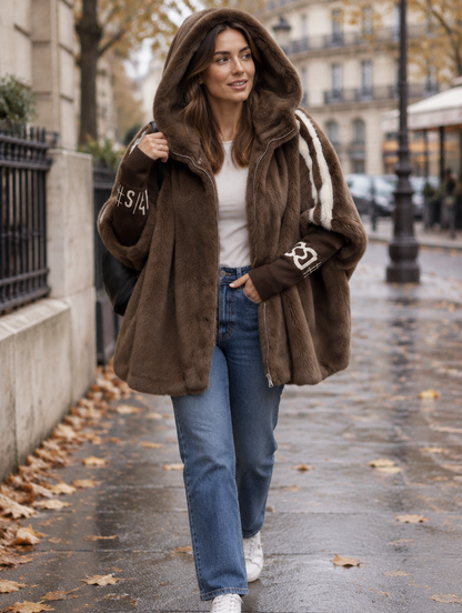 Abrigo de felpa con capucha ultrasuave - look urbano