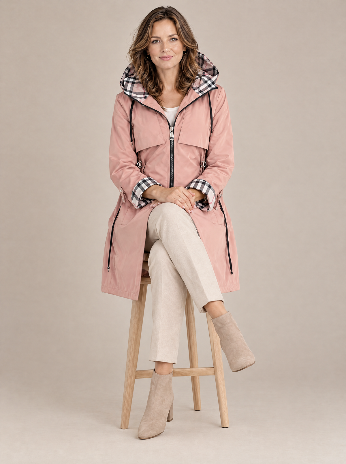 Abrigo Élise Zip salmón - sentada