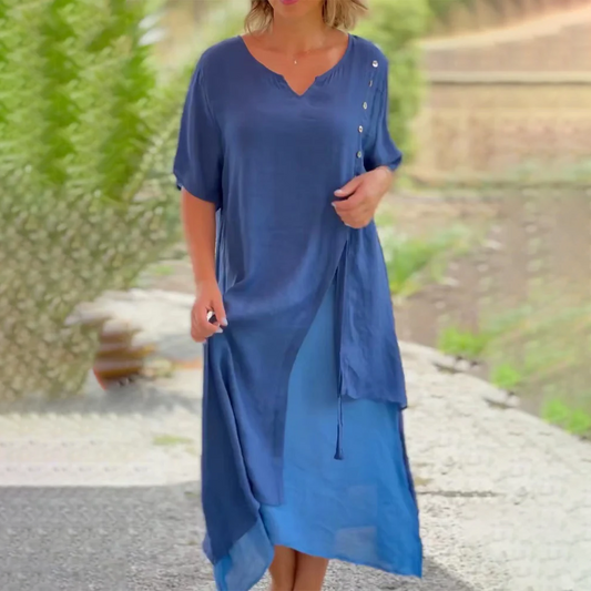 Vanessa – Vestido maxi liso y elegante