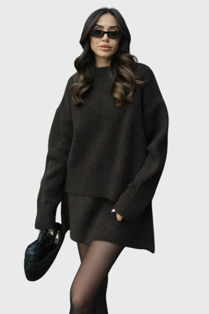 CONJUNTO JERSEY Y FALDA DE PUNTO ELEGANTE