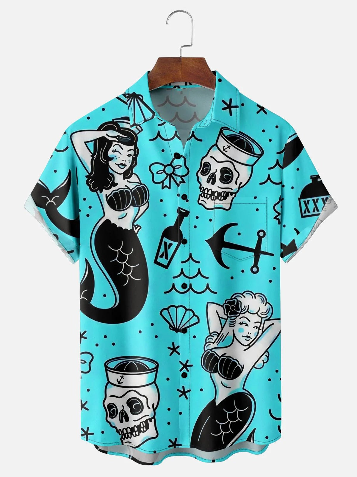 Mermaid – Camisa hawaiana manga corta