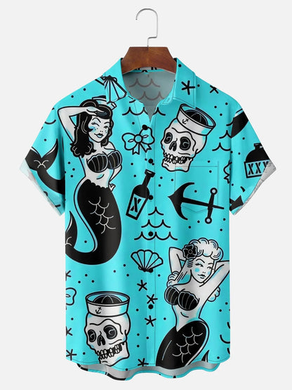 Mermaid – Camisa hawaiana manga corta