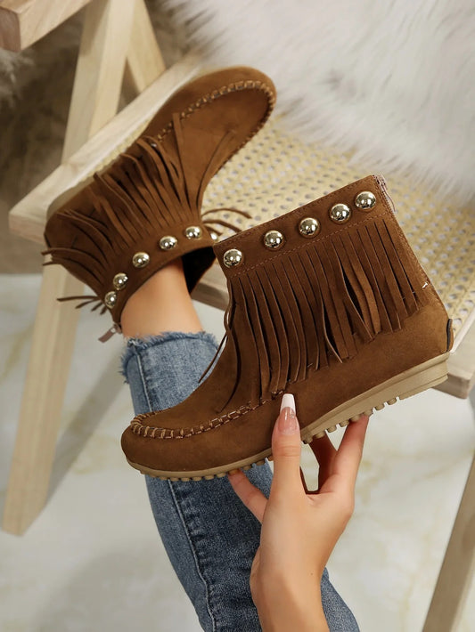 BOTAS PLANAS RETRO CON BORLAS n.48260
